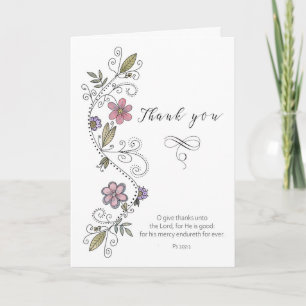Dankeschön-Schrift-Blumen-Swirls-Karte Karte