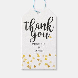 Dankeschön Schrift Golden Hearts Konfetti Geschenkanhänger