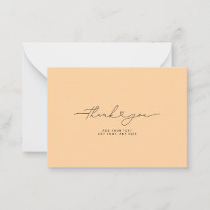 Dankeschön-Schrift-Herz Elegant 3,5"X2,5" Orange Mitteilungskarte