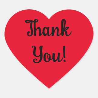 Dankeschön! Schwarzes Skript für Red Heart Herz-Aufkleber