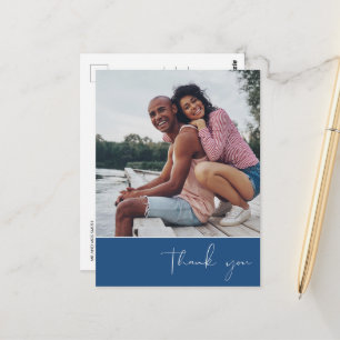 Dankeschön-Script Foto Blaue Hochzeit Postkarte