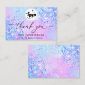 Dankeschön Script Lavender Glitzer Visitenkarte (Vorne/Hinten)