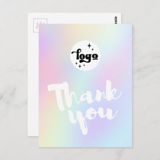 Dankeschön-Skript auf pastellfarbenen Hintergrund Postkarte (Vorne/Hinten)