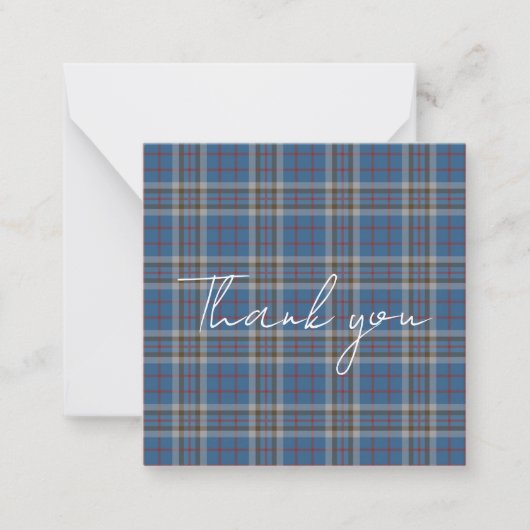 Dankeschön-Skript Plaid Tartan Thompson Rustikal Mitteilungskarte (Vorderseite)