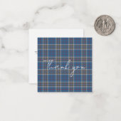 Dankeschön-Skript Plaid Tartan Thompson Rustikal Mitteilungskarte (Vorderseite/Rückseite Beispiel)