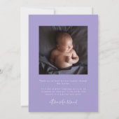 Dankeschön-Skript Sterne Violet Foto-Raster Geburt Ankündigung (Rückseite)