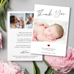 Dankeschön-Skriptfoto für Babyfotos bei der Geburt Ankündigung