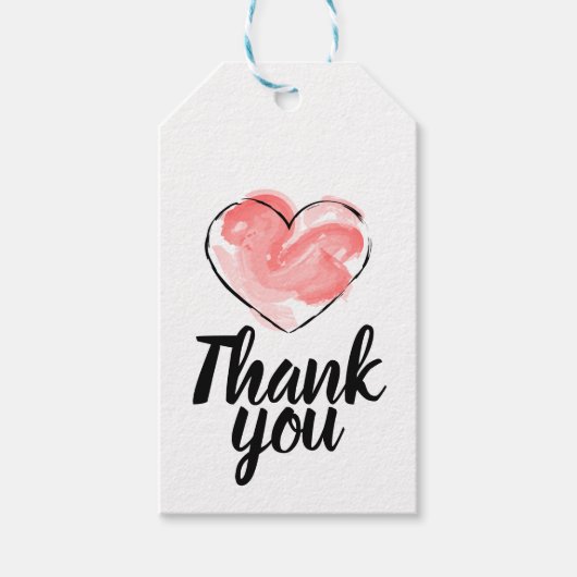 Dankeschön-Tags mit rotem Herz Geschenkanhänger (Vorderseite)