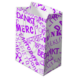 Dankeschön-Text-Geschenktasche Mehrsprachiges Wort Mittlere Geschenktüte