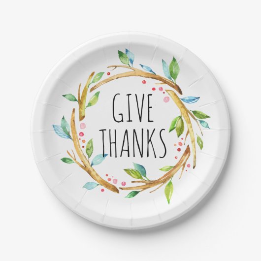 Dankeschön Text Niedlich Erntedank Wreath Pappteller (Vorderseite)
