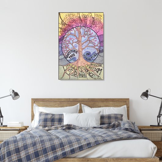 Dankeschön Tree Premium Stretched Canvas Print Leinwanddruck (Insitu (Schlafzimmer))