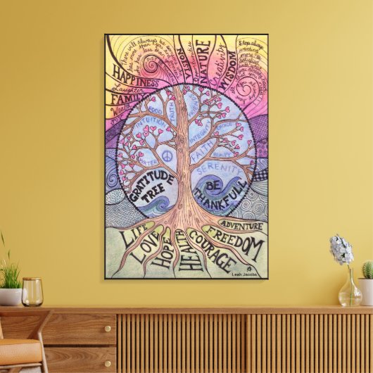 Dankeschön Tree Premium Stretched Canvas Print Leinwanddruck (Insitu (Wohnzimmer))