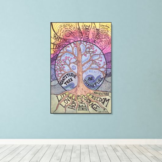 Dankeschön Tree Premium Stretched Canvas Print Leinwanddruck (Insitu (Holzboden))