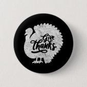 Dankeschön Truthahn Erntedankfest Vintage Button (Vorderseite)