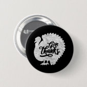 Dankeschön Truthahn Erntedankfest Vintage Button (Vorne & Hinten)
