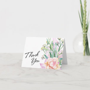Dankeschön-Typografie mit Wasserfarbe-Wildblumen Dankeskarte