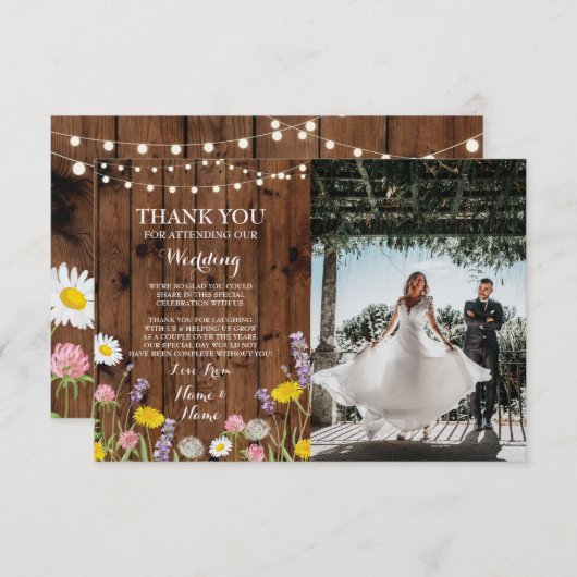 Dankeschön Verlobung Wedding Wild Blume Pic Einladung (Vorne/Hinten)