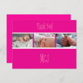 Dankeschön von Baby Monogram/Fotos Ankündigungspostkarte (Vorne/Hinten)