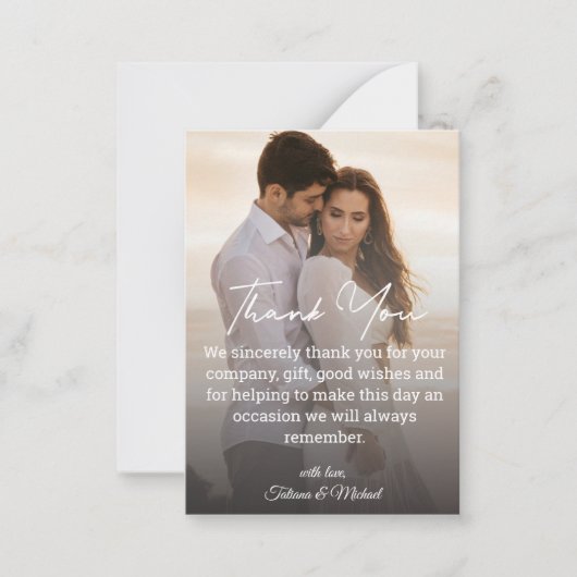 Dankeschön weiß handschriftlich Hochzeit verblasst Mitteilungskarte (Vorderseite)