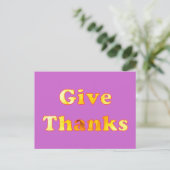 Dankeschön, Wortkunst mit gelben Lilienkarten Postkarte (Stehend Vorderseite)