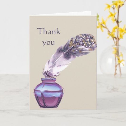 Dankeschön Writer Writer Author Feather Pen Karte (Gelbe Blume)