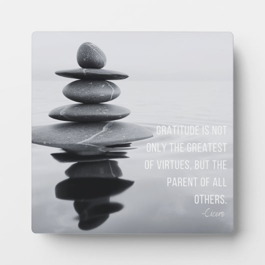 Dankeschön-Zitat-Stone-Balancing-Tabletop Fotoplatte (Vorderseite)