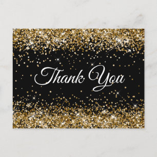 Dankeschön zum 21. Geburtstag in Gold Glitter Schw Postkarte