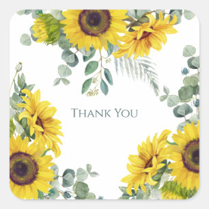 Dankeschön zum Geburtstag der Sonnenblumenfamilie Quadratischer Aufkleber