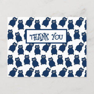 Dankeschön zum Geburtstag Dunkle Blaue Eule Postkarte