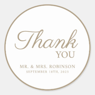 Dankeschön zum Hochzeitsaufkleber. Runder Aufkleber