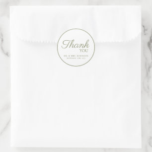 Dankeschön zum Hochzeitsaufkleber. Runder Aufkleber