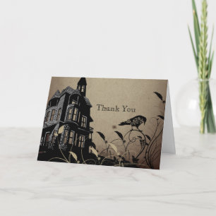 Dankeschön zum Jahrestag im Vintage-Gothic-Haus Dankeskarte