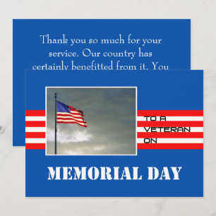 Dankeschön zum Memorial Day an einen Veteranen Karte