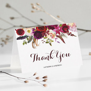 Dankeschön zur burgunderroten Marsala-Blumenhochze Dankeskarte