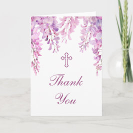 Dankeschön zur heiligen Kommunion mit rosa Wisteri Karte
