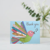Dankeschönsingender Vogel Postkarte (Stehend Vorderseite)