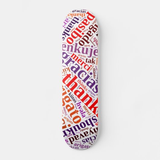 Dankeschwortwolke Skateboard (Vorderseite)