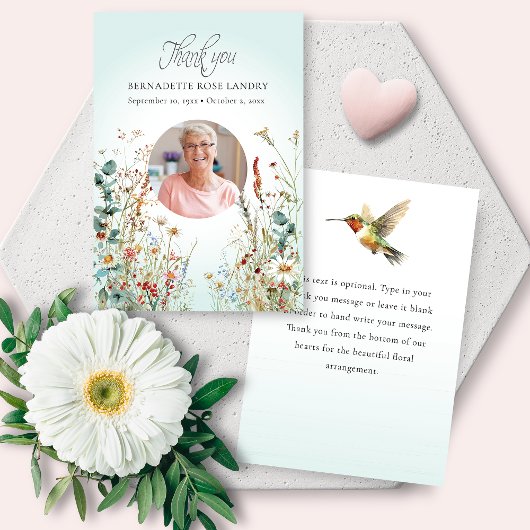 Dankesfeier Wildblumen Kolibri Dank Dankeskarte