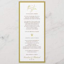 Dankeskarte. Englisch und Spanisch Programm