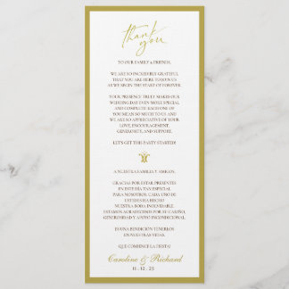 Dankeskarte. Englisch und Spanisch Programm