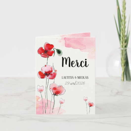 Dankeskarte gefaltet "Klatschmohn" (Vorderseite)