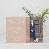 Dankeskarte Kommunion / Konfirmation Fischschwarm Einladung (Stehend Vorderseite)