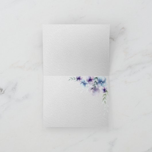 Dankeskarte| Wasserfarbiges Blaues Violett Karte (Innenseite)