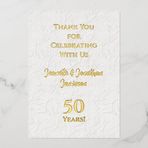 Dankeskarten 50. Hochzeitstag Gold  Folieneinladung