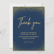 Dankeskarten 75. Geburtstag Gold Navy Glam