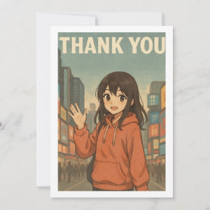 Dankeskarten - Anime-Mädchen am Times Square Dankeskarte