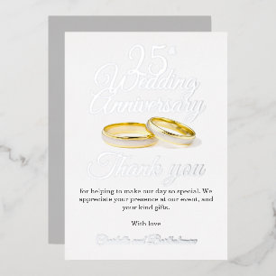 Dankeskarten aus Folie zur 25. Hochzeitstagsfeier Folieneinladung