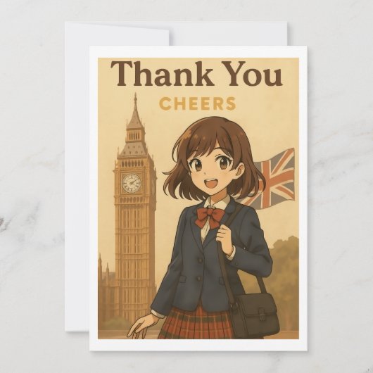 Dankeskarten - Britische Anime-Schülerin Dankeskarte (Vorderseite)