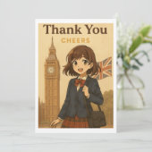 Dankeskarten - Britische Anime-Schülerin Dankeskarte (Stehend Vorderseite)