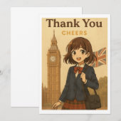 Dankeskarten - Britische Anime-Schülerin Dankeskarte (Vorne/Hinten)